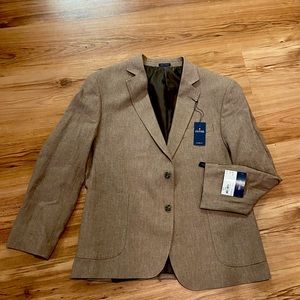 Men’s Stafford Blazer- Light Brown, linen blend. Classic fit, size 44 Short